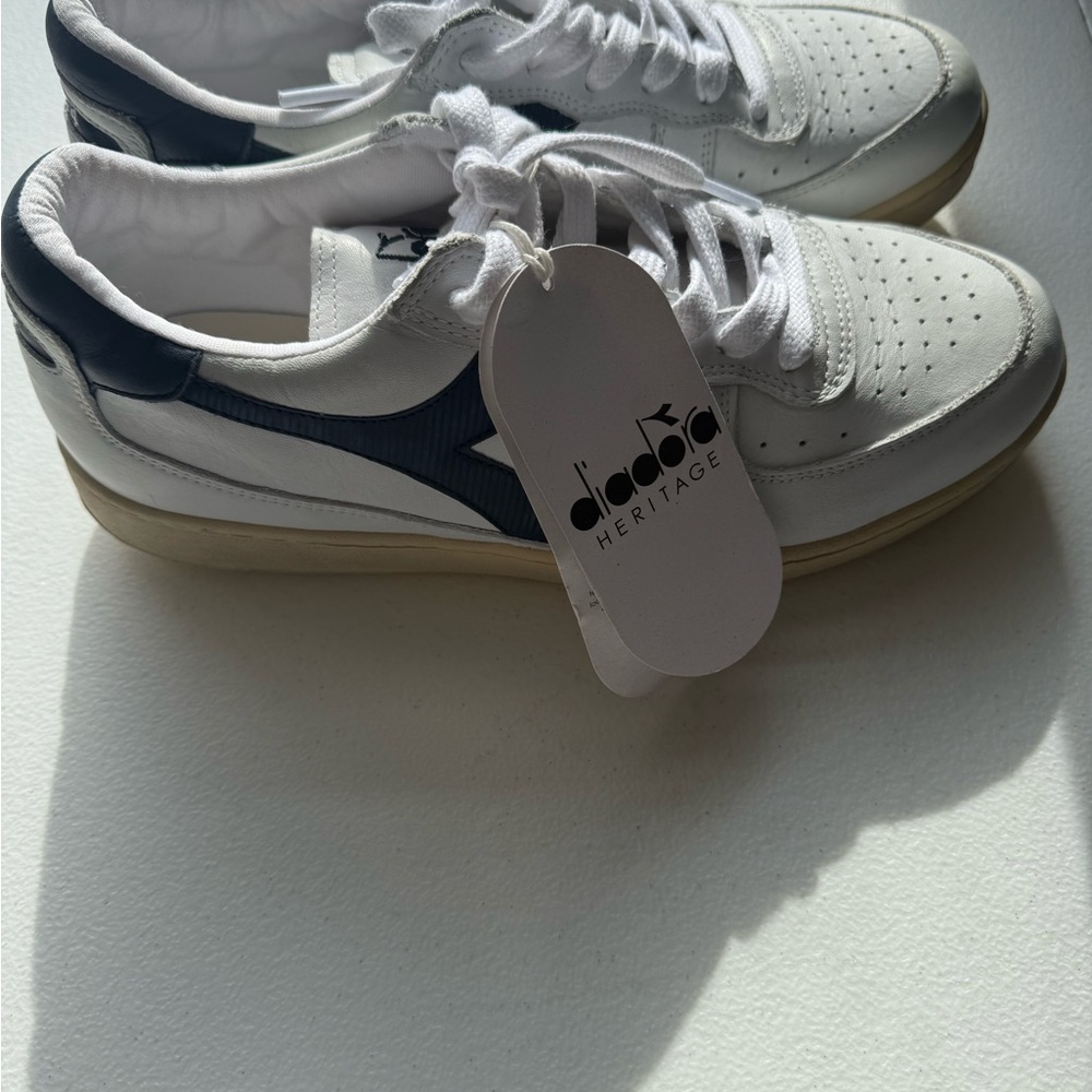Diadora White and Navy Blue  Men's Sneakers - Picture 3 of 6